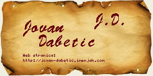 Jovan Dabetić vizit kartica